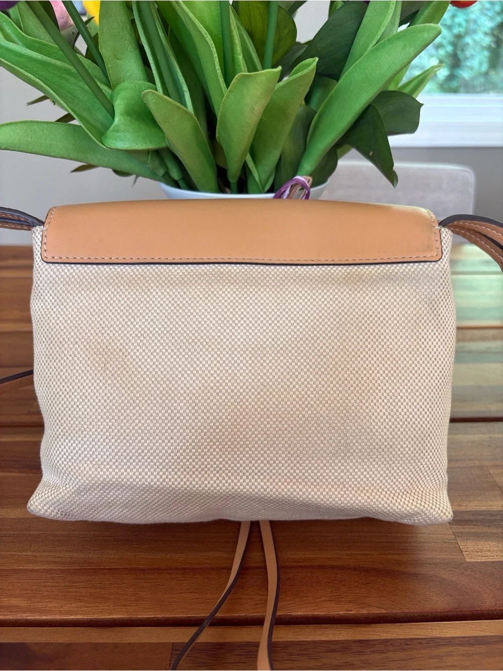 Authentic Tory Burch Miller Canvas Leather Crossbody
